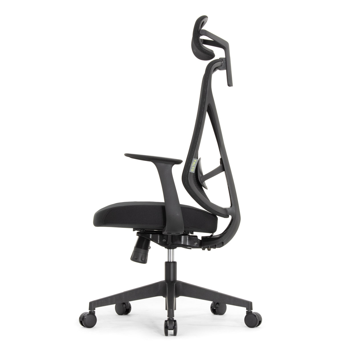 Эргономичное кресло Falto Kuraj (поясничный упор, сетка, ткань, чёрный)