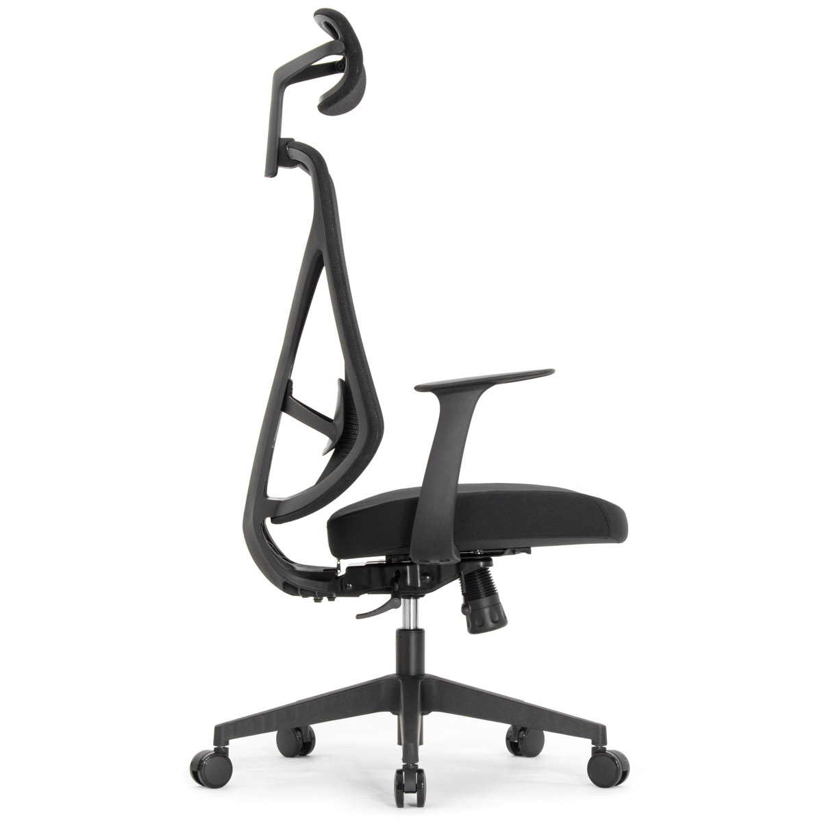 Эргономичное кресло Falto Kuraj (поясничный упор, сетка, ткань, чёрный)