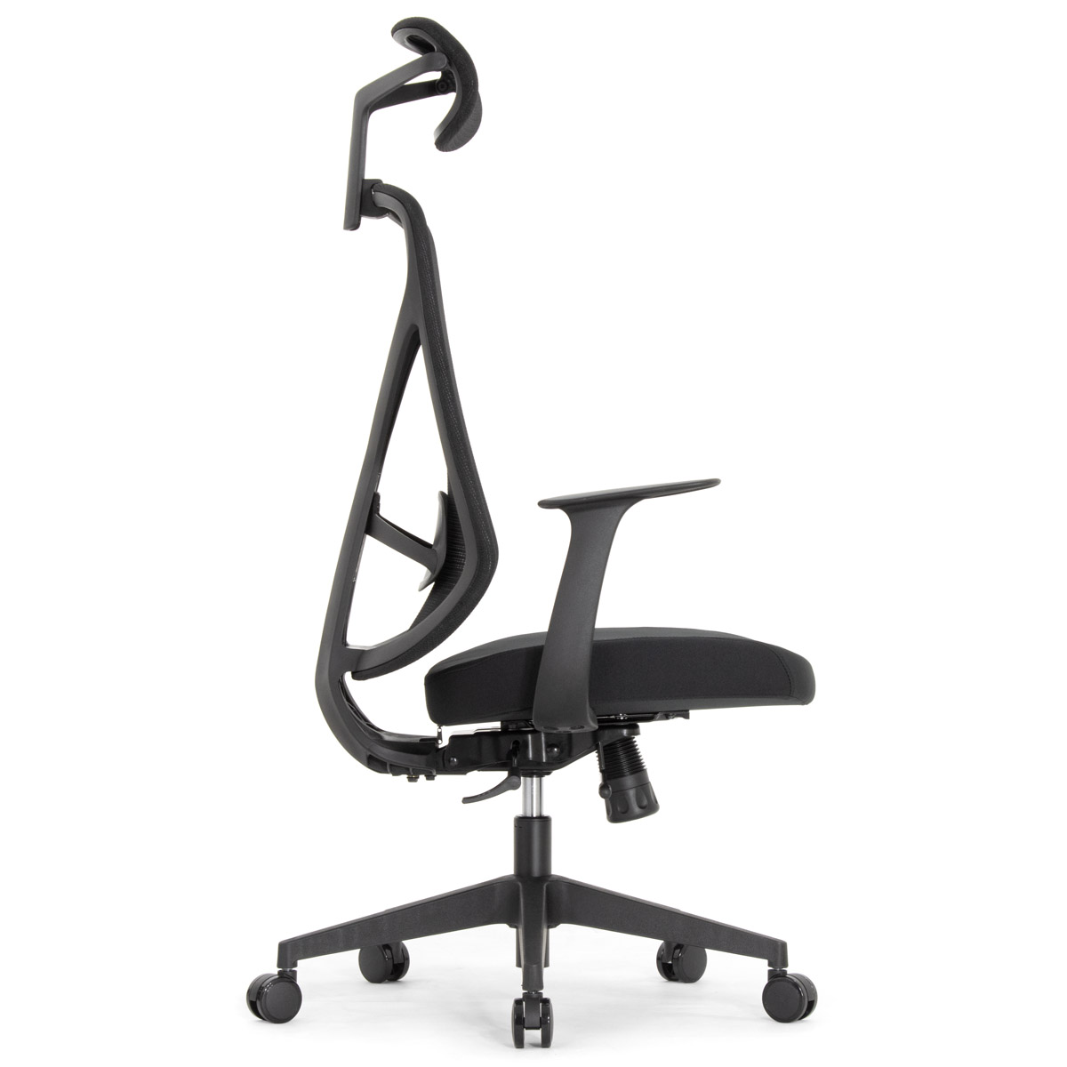 Эргономичное кресло Falto Kuraj (поясничный упор, сетка, ткань, чёрный)