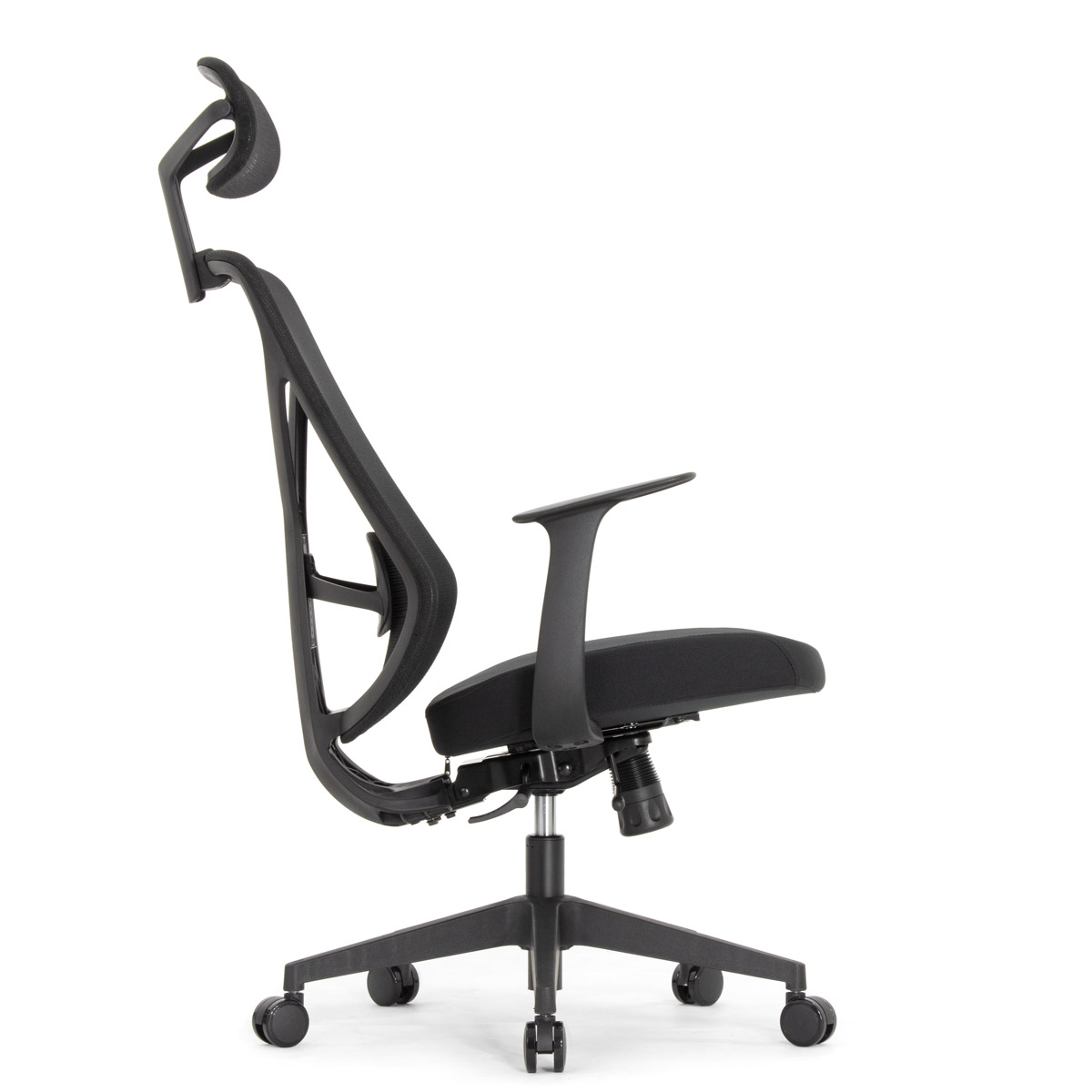 Эргономичное кресло Falto Kuraj (поясничный упор, сетка, ткань, чёрный)