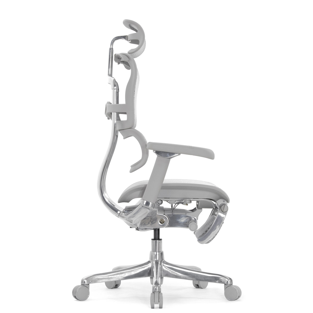 Эргономичное кресло Falto Ergohuman 2 Luxury с подножкой (SmartWork, алюминий, наклон вперёд, сетка, серый)