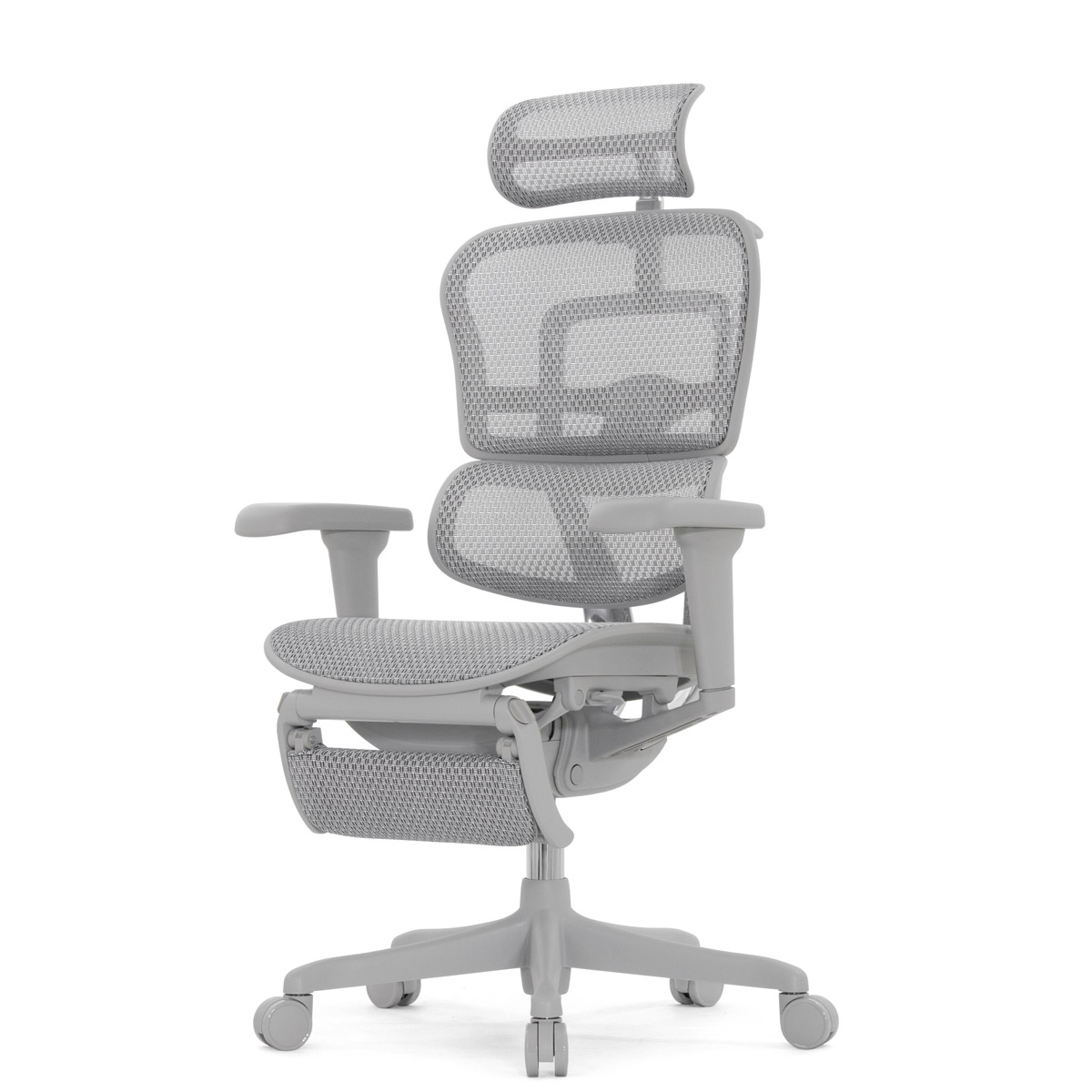 Эргономичное кресло Falto Ergohuman 2 Ultra с подножкой (наклон вперёд, сетка, серый)