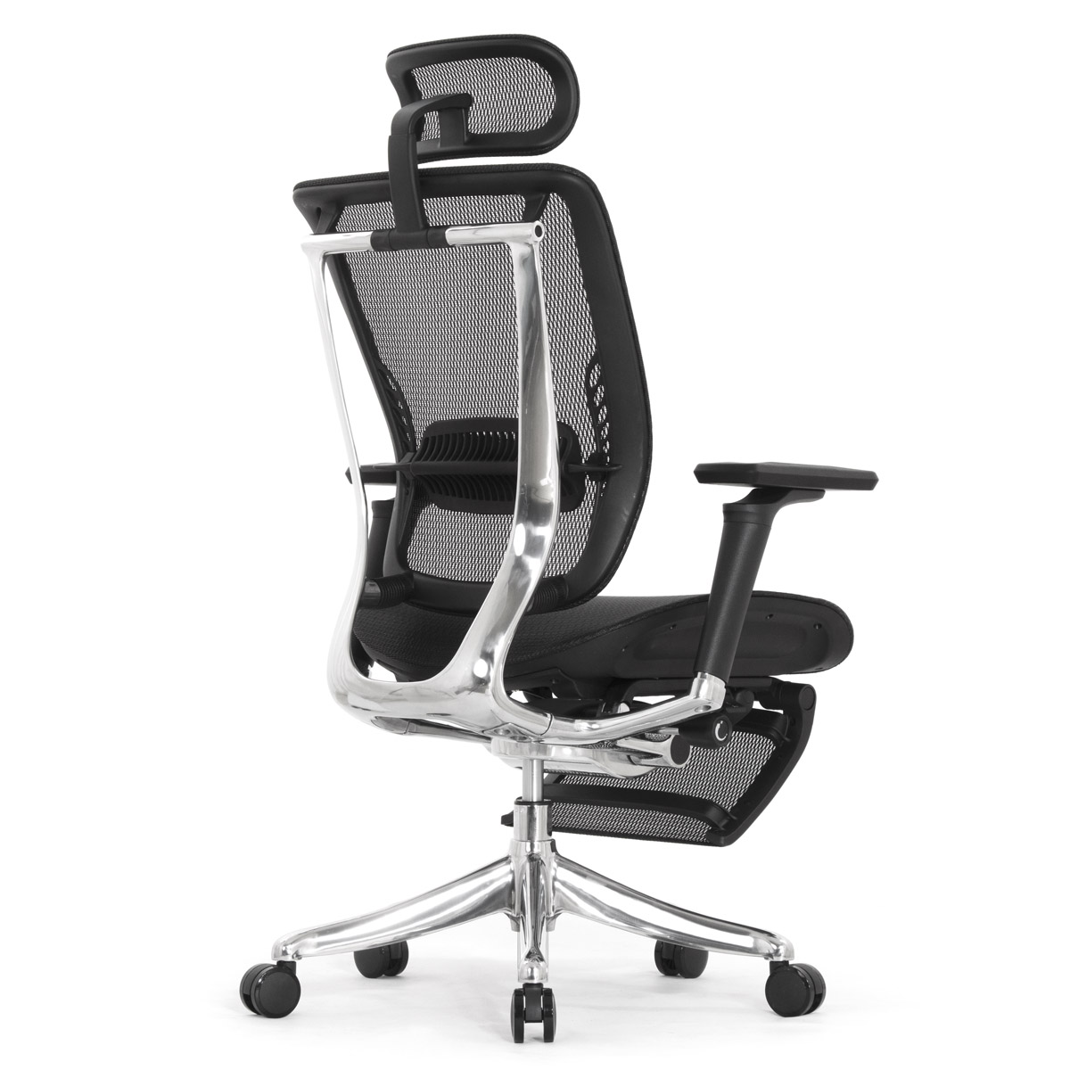 Эргономичное кресло Falto Spring 2 с подножкой (поясничный валик, подлокотники 6D (360), сетка, чёрный)