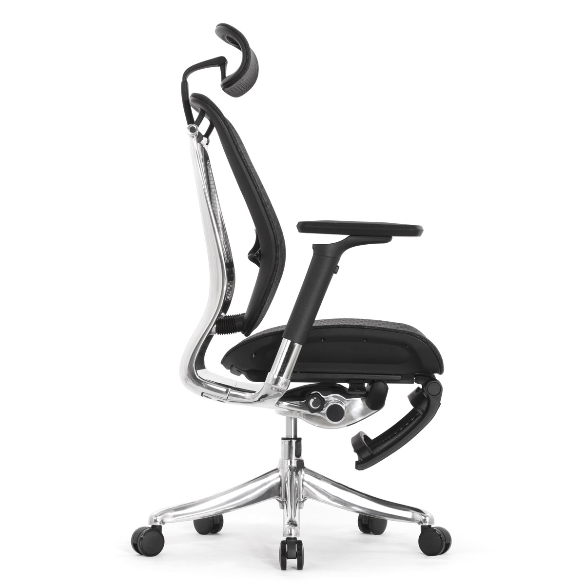 Эргономичное кресло Falto Spring 2 с подножкой (поясничный валик, подлокотники 6D (360), сетка, чёрный)