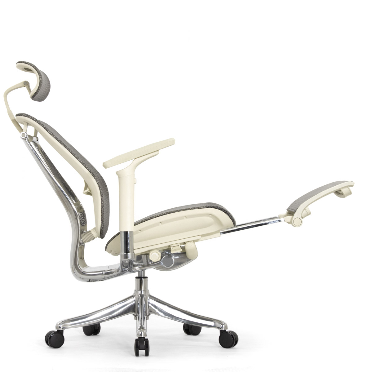 Эргономичное кресло Falto Spring 2 с подножкой (поясничный валик, подлокотники 6D (360), сетка, светлый)