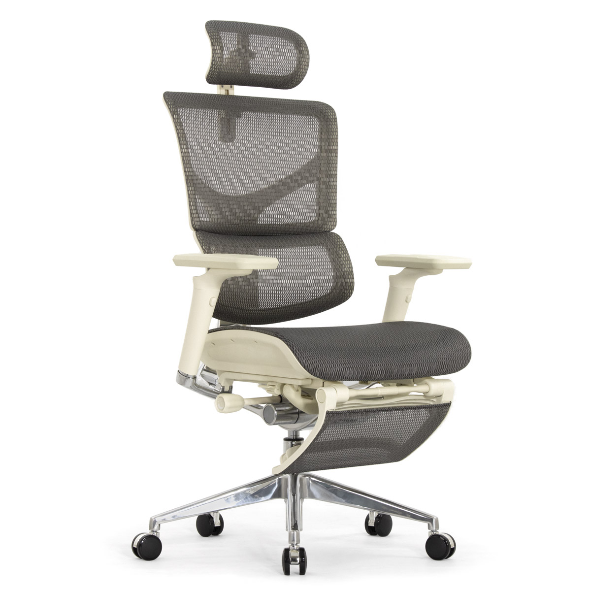Эргономичное кресло Falto Sail 2 с подножкой (динамичный поясничный упор, подлокотники 6D (360), сетка, светлый)