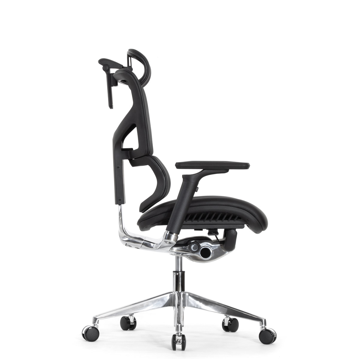 Эргономичное кресло Falto Leater Premium SL (динамичный поясничный упор, натуральная кожа, чёрный)