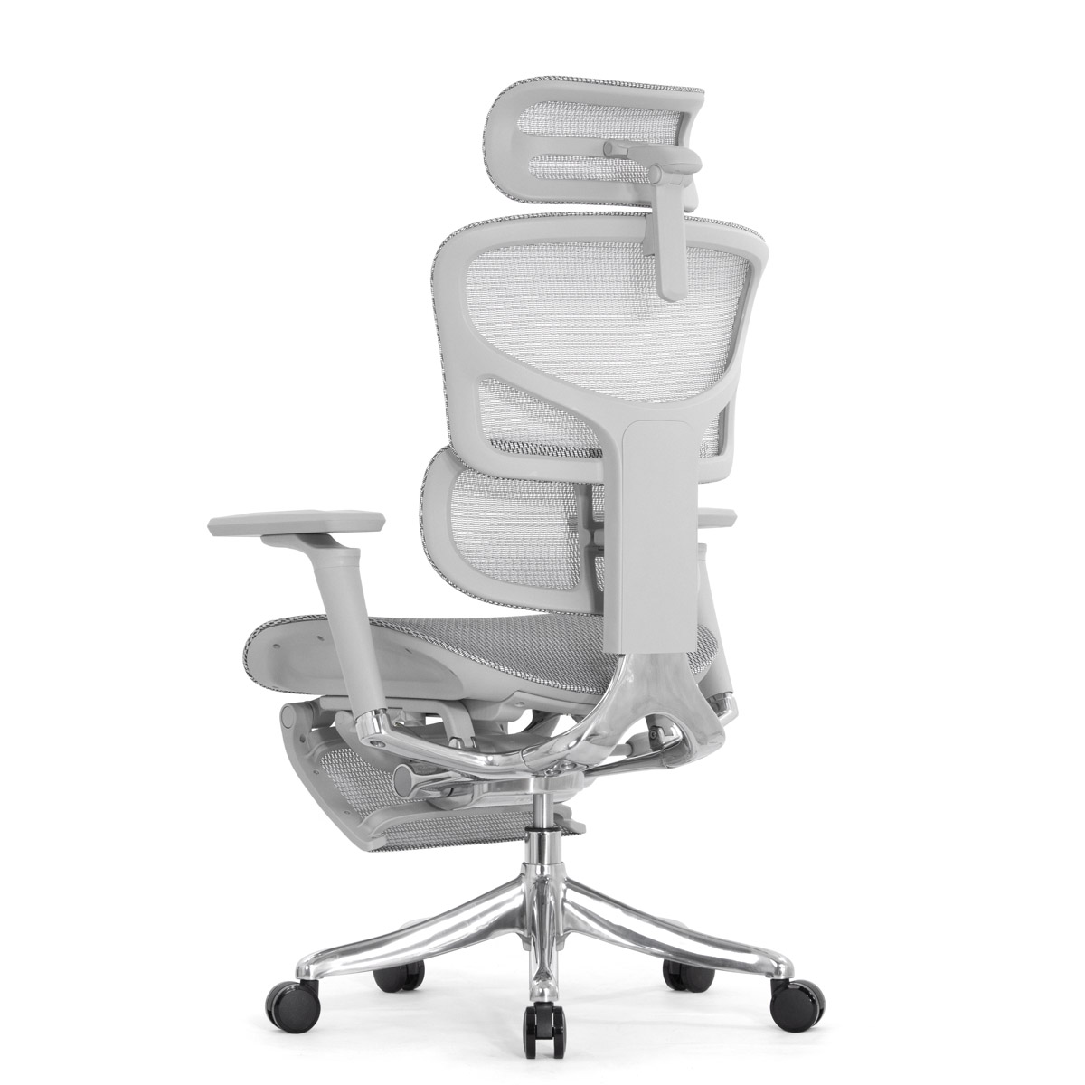 Эргономичное кресло Falto Pro 2 с подножкой (3D поясничный упор, подголовник 4D, каркас серый, белый)