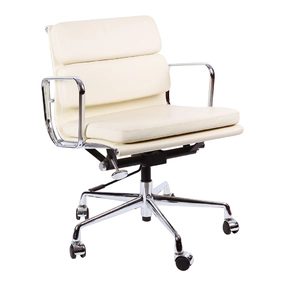 Эргономичное кресло Eames Soft Pad Office Chair EA 217, кремовая кожа