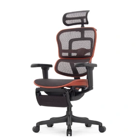 Геймерское кресло Falto Ergohuman 2 Ultra Game с подножкой (наклон вперёд, сетка, чёрный с красным)