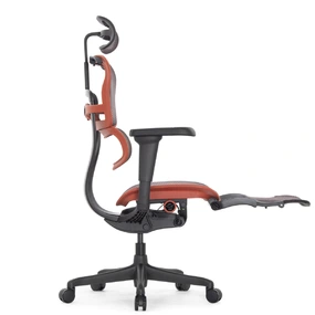 Геймерское кресло Falto Ergohuman 2 Ultra Game с подножкой (наклон вперёд, сетка, чёрный с красным)