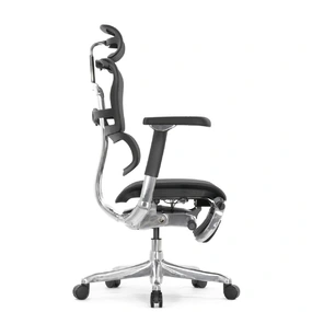 Эргономичное кресло Falto Ergohuman 2 Luxury с подножкой (SmartWork, алюминий, наклон вперёд, сетка, чёрный)