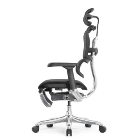 Эргономичное кресло Falto Ergohuman 2 Elite с подножкой (алюминий, наклон вперёд, сетка, чёрный)