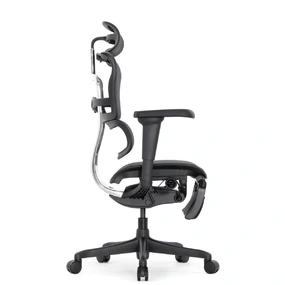 Эргономичное кресло Falto Ergohuman 2 Elite с подножкой (алюминий, наклон вперёд, сетка, чёрный)