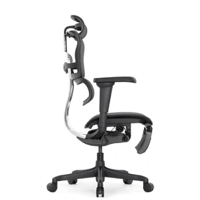 Эргономичное кресло Falto Ergohuman 2 Elite с подножкой (алюминий, наклон вперёд, сетка, чёрный)