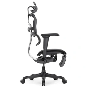 Эргономичное кресло Falto Ergohuman 2 Elite с подножкой (алюминий, наклон вперёд, сетка, чёрный)