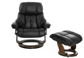 Кресло-реклайнер Falto Lux (оттоманка, натуральная кожа, чёрный)