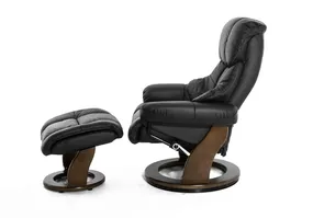 Кресло-реклайнер Falto Lux (оттоманка, натуральная кожа, чёрный)