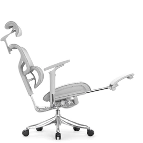 Эргономичное кресло Falto Pro 2 с подножкой (3D поясничный упор, подголовник 4D, каркас серый, белый)
